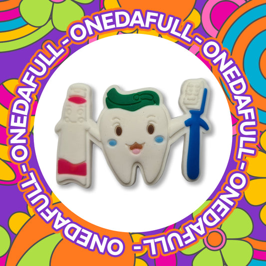 Super Cute Tooth With Brush & Paste - Dentist Charm To Fit Crocs/Clogs