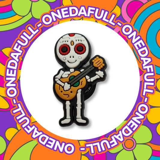 SUPER CUTE Enchanted Sugar Skull With Guitar Charm To Fit Crocs/Clogs