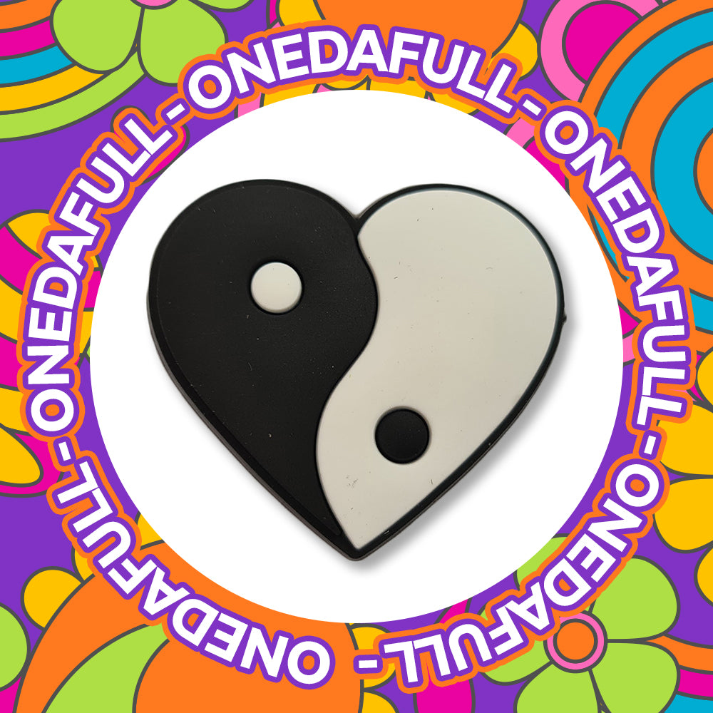 SUPER CUTE Healing Yin Yang Heart Charm To Fit Crocs/Clogs - Positive