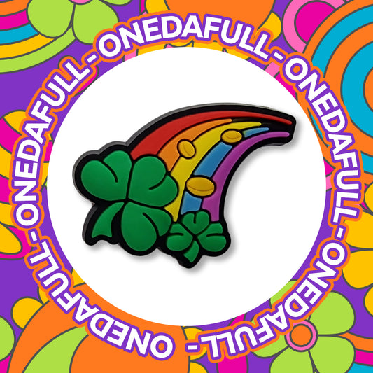 Super Cute Irish Lucky Rainbow Clover With Pot Of Gold Charm To Fit Crocs/Clogs - Magical