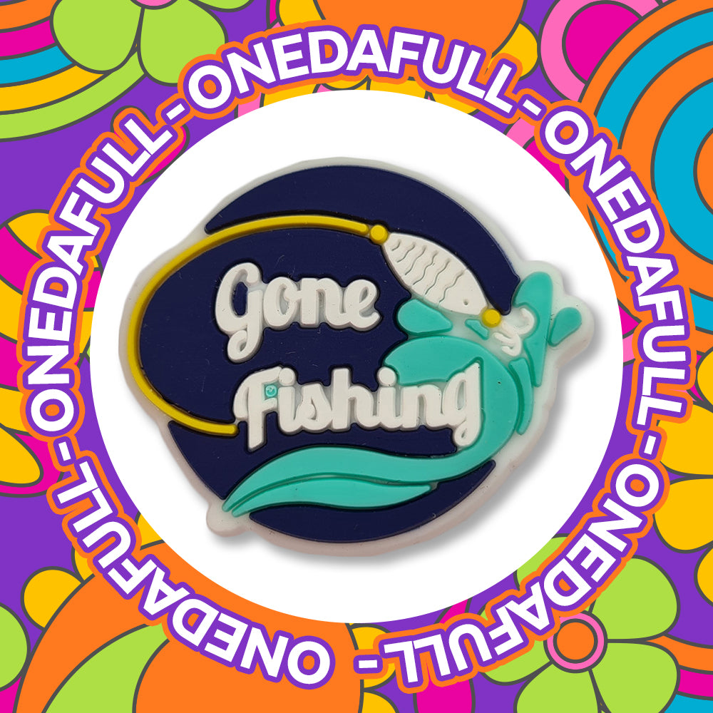 Fishing - Gone Fishing Charm To Fit Crocs/Clogs - PVC - 3D - PVC - GIFT - Rod