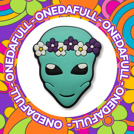 Alien Hippie Face Croc Charm: Come In Peace