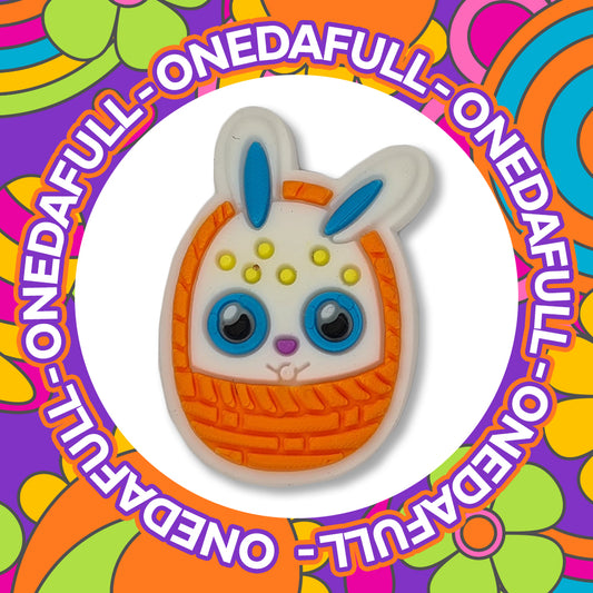 Chunky Easter Bunny Rabbit In A Basket Clog Charm