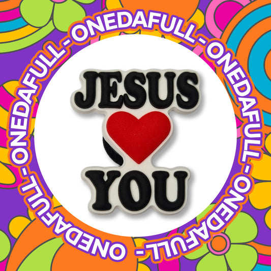 Super Cute Jesus Loves You Charm To Fit Crocs/Clogs - Religion - Christ - Positive