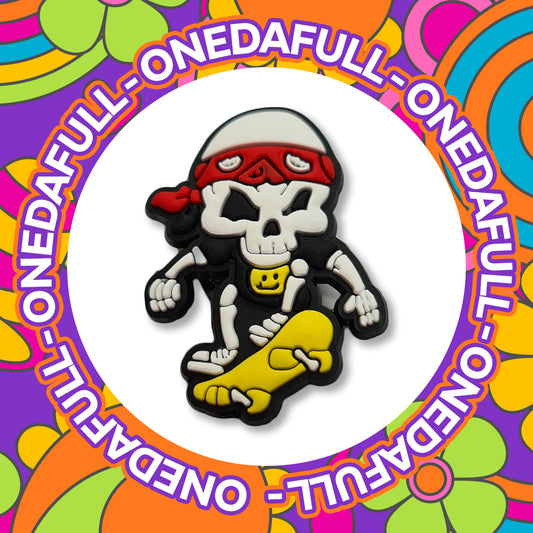 Super Cute Skateboarding Skull Charm To Fit Crocs/Clogs - Magical PARTY