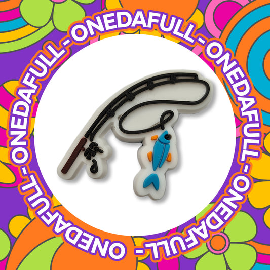 FISHING - Rod Catch Fish Charm To Fit Crocs/Clogs - PVC - 3D - Gift