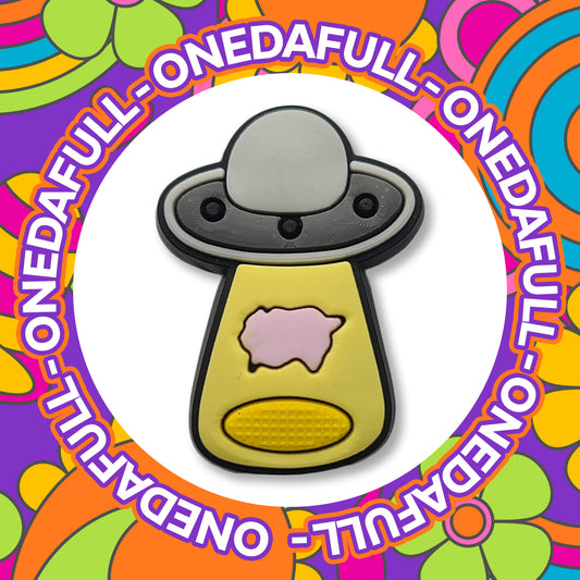 Funny Alien UFO Pig Abduction Croc Charm