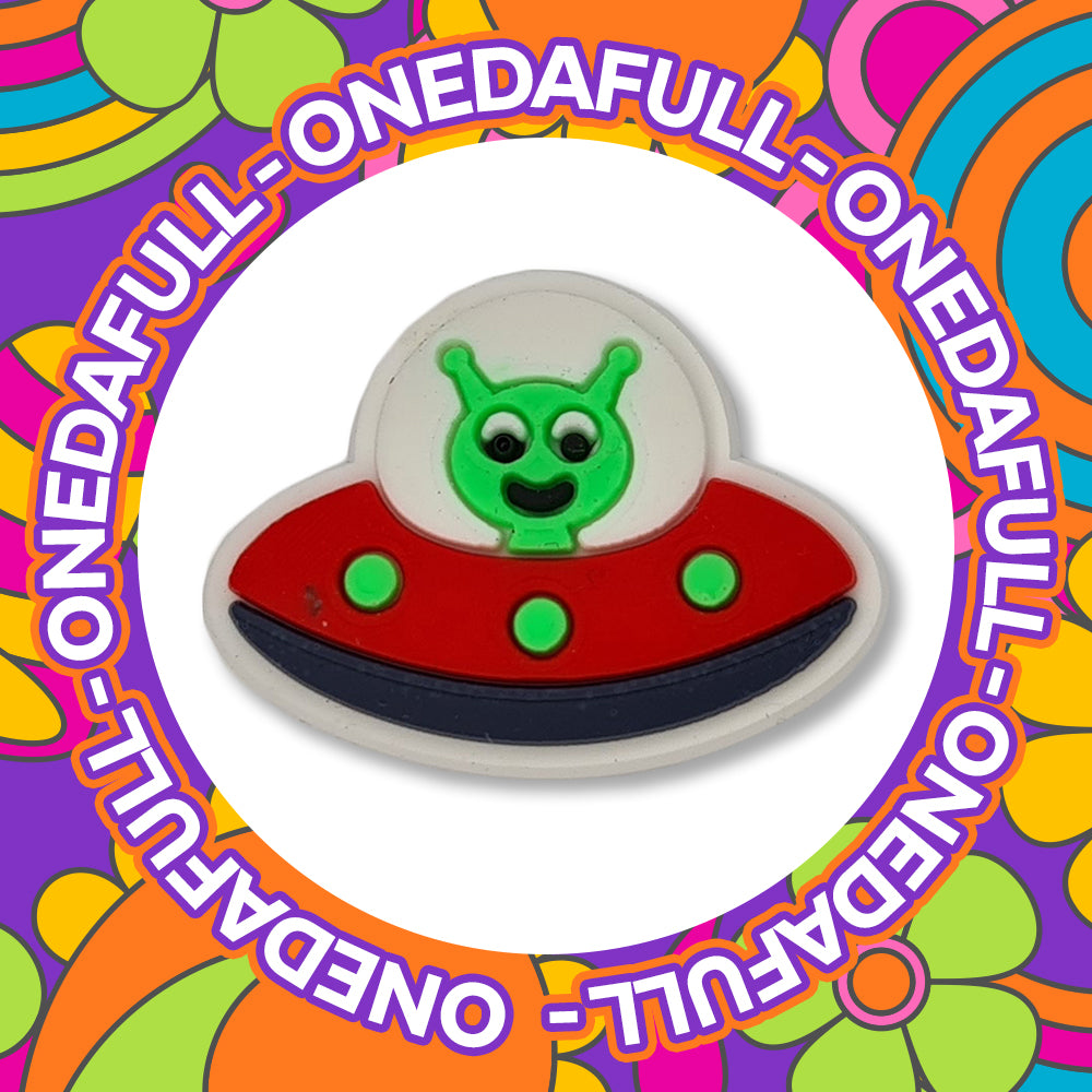 Red UFO With Green Alien Clog Charm To Fit Crocs