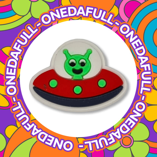 Red UFO With Green Alien Clog Charm To Fit Crocs