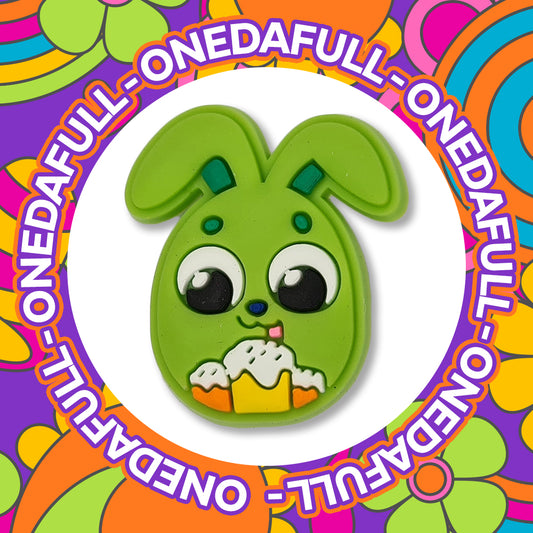 Cute Green Rabbit Eating Cake Clog Charm
