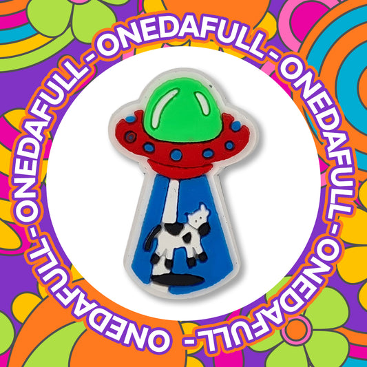 Funny UFO Abducting A Cow Clog Charm To Fit Crocs