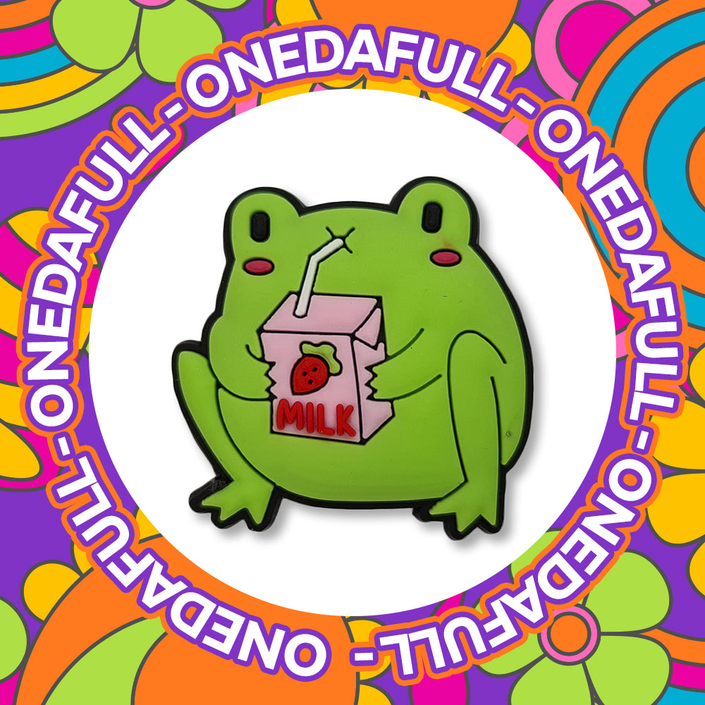 SUPER CUTE Funny Frog Toad Drinking Milk Charm To Fit Crocs/Clogs