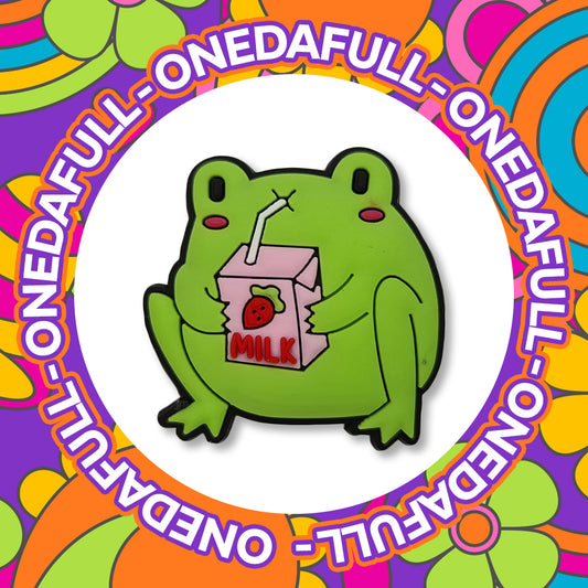 SUPER CUTE Funny Frog Toad Drinking Milk Charm To Fit Crocs/Clogs