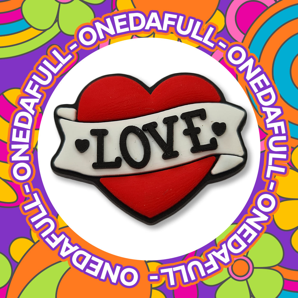 Super Cute Love Heart Retro Tattoo Charm To Fit Crocs/Clogs - Pretty