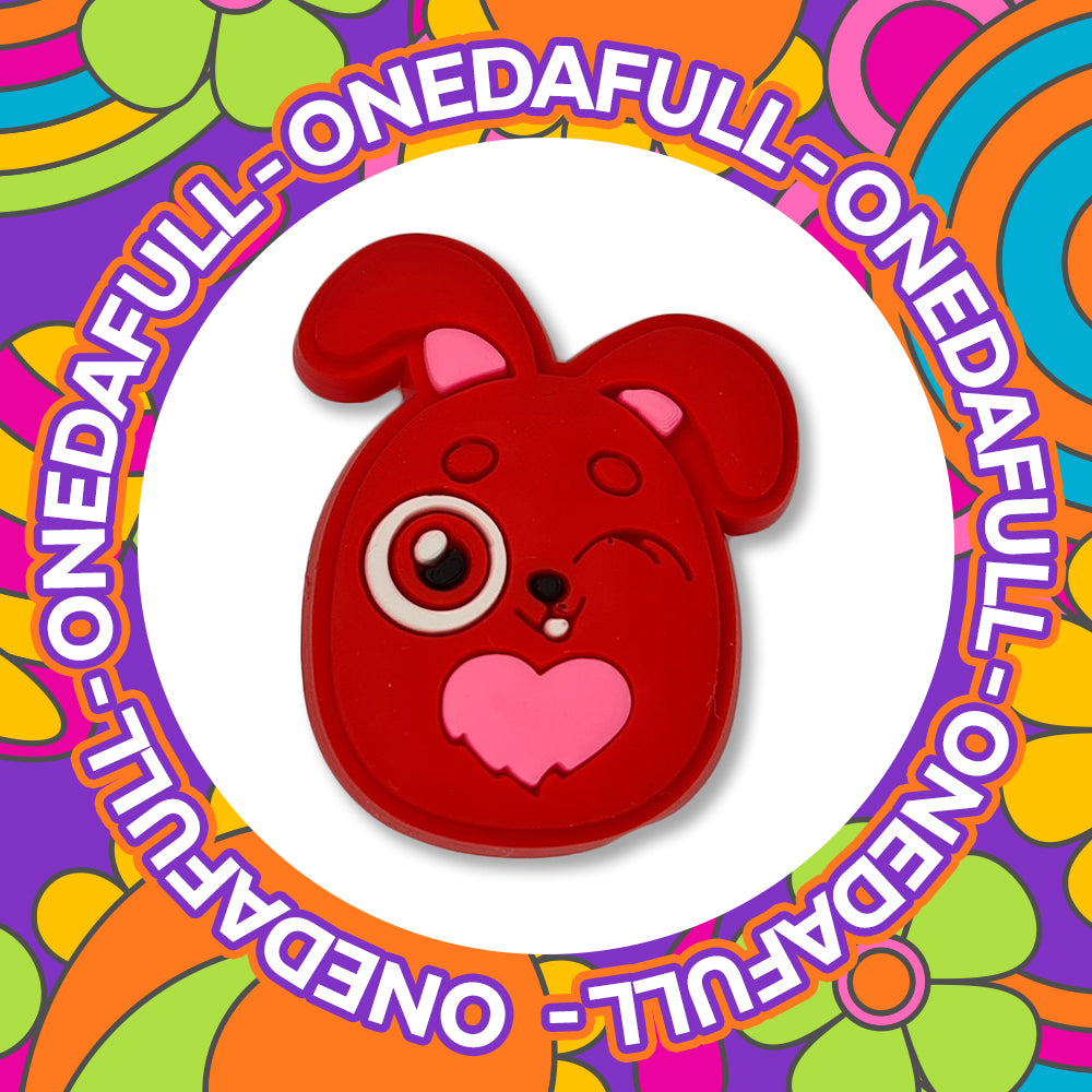 Chunky Red Love Heart Winking Rabbit Bunny Clog Charm