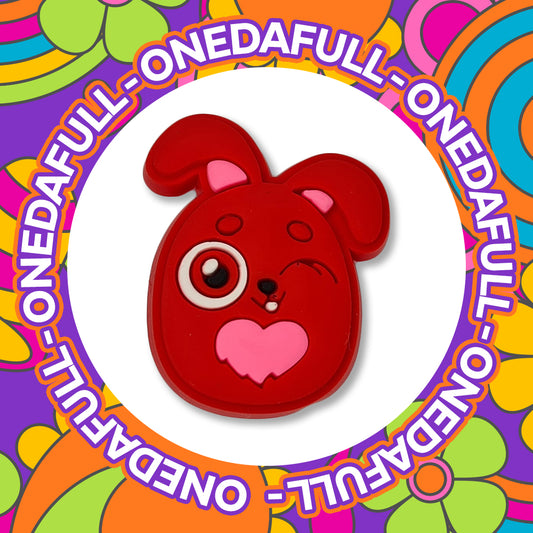 Chunky Red Love Heart Winking Rabbit Bunny Clog Charm