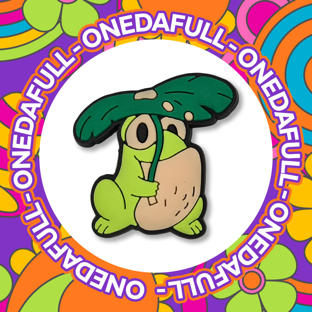 Chunky Frog Toad With Leaf Umbrella Clog Charm