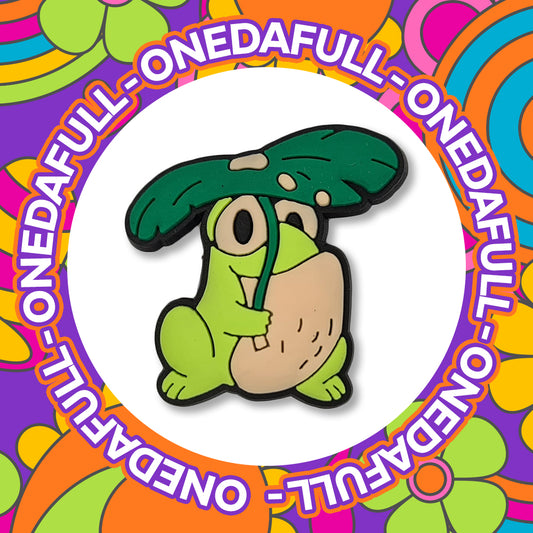 Chunky Frog Toad With Leaf Umbrella Clog Charm