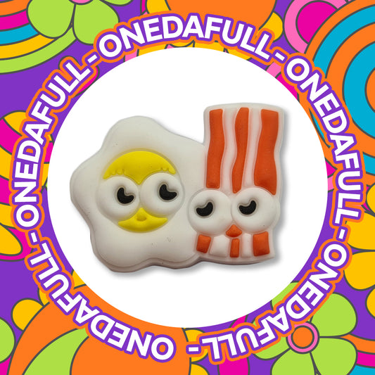 CUTE Bacon & Eggs Breakfast Charm To Fit Crocs/Clogs - FOOD - Happy
