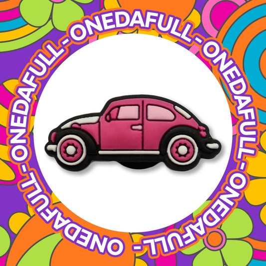 Super Cute Pink Beetle - Hippy Camp Charm To Fit Crocs/Clogs - Travel Retro
