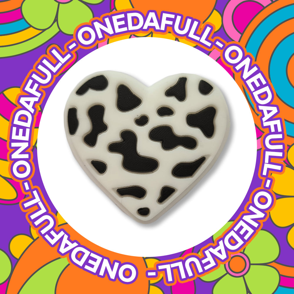 SUPER CUTE Cow Print Love Heart - Animal Charm To Fit Crocs/Clogs