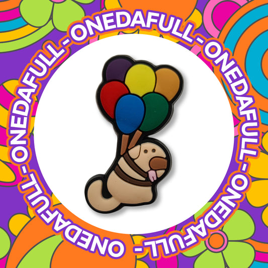 SUPER CUTE PUPPY Tied To A Bunch Of Balloons Charm To Fit Crocs/Clogs - Dog