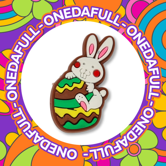 White Easter Bunny Easter Egg Rabbit Clog Charm