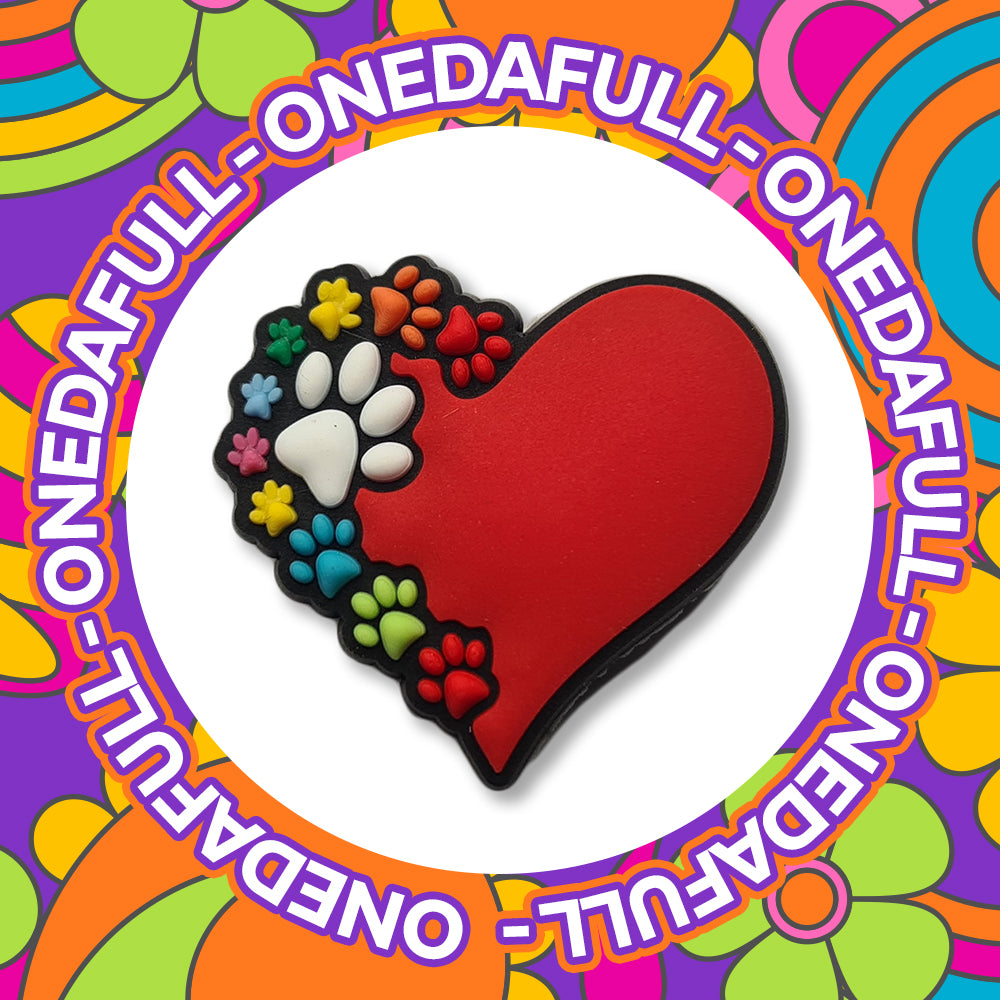 Red Heart Animal Paw Croc Charm