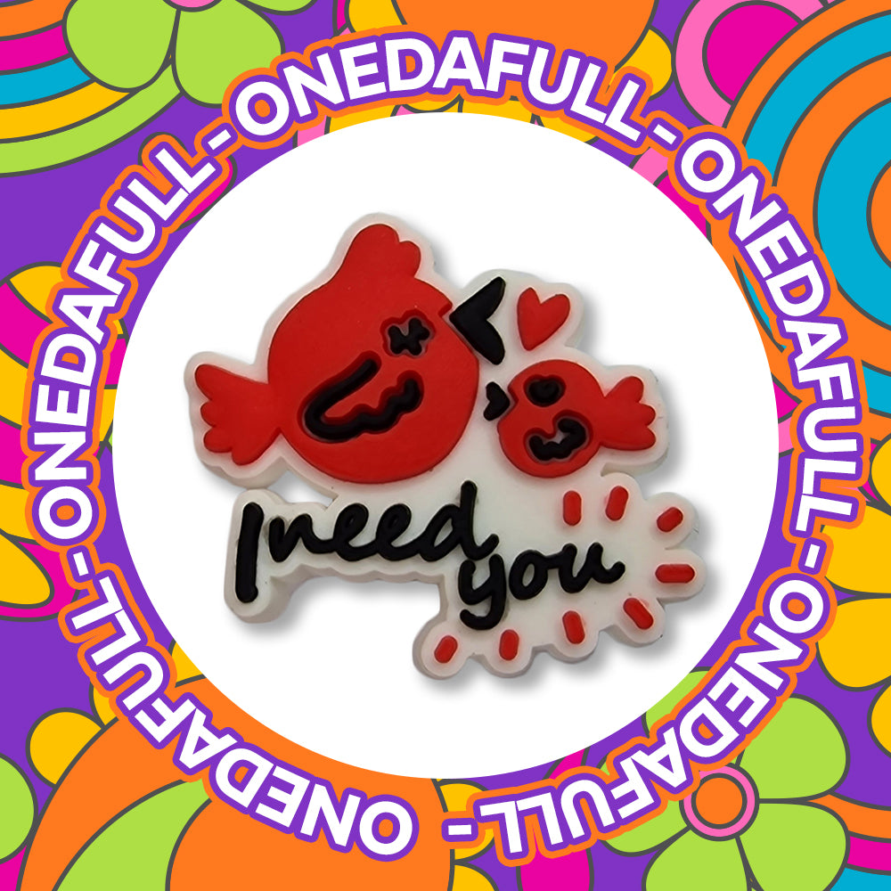 Super Cute Love Birds - I Need You Heart Charm To Fit Crocs/Clogs - Valentines Nature Animal