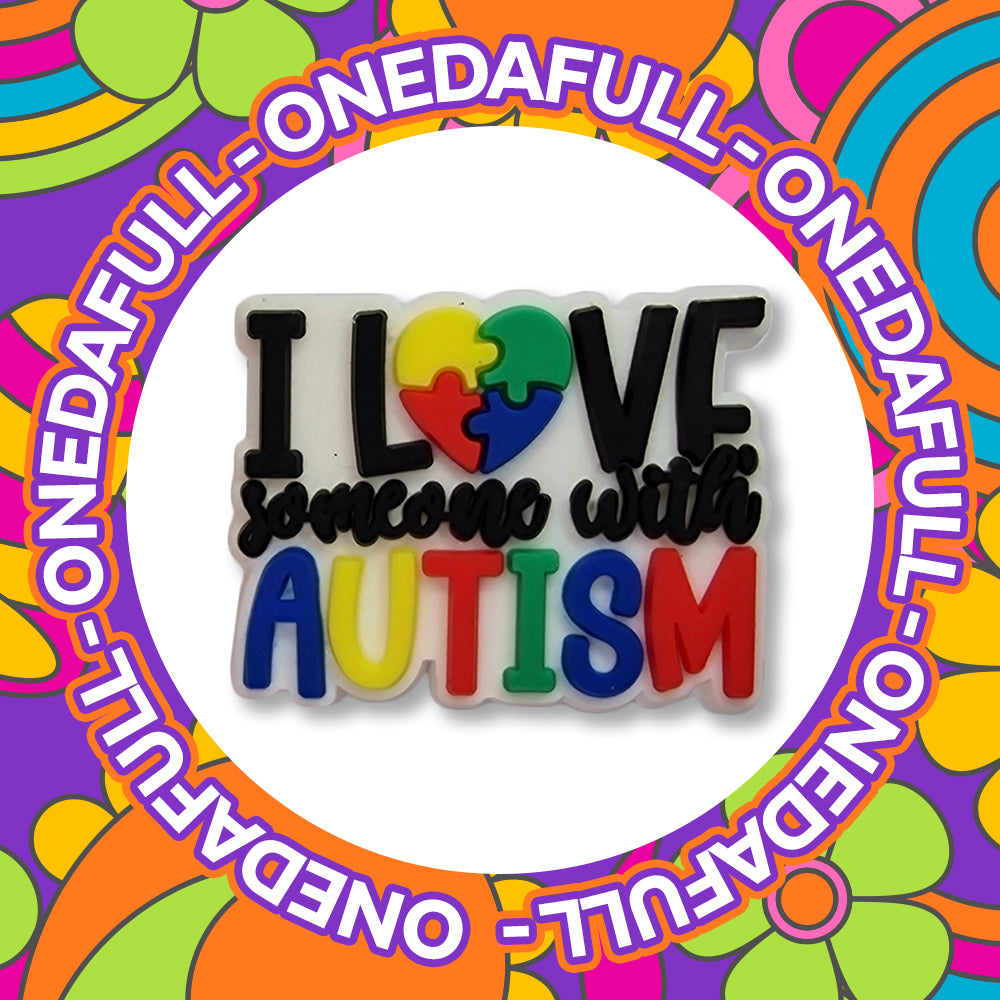 Super Cute I Love Someone With Autism Charm To Fit Crocs/Clogs - Awareness Rainbow
