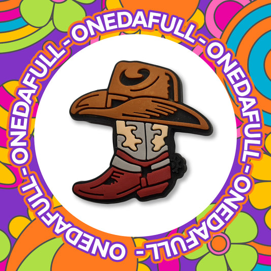 3D Cowboy Boots & Hat Croc Charm: Horse Riding Clog Decoration