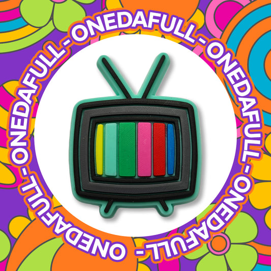 Super CUTE Colour TV Set Retro Charm To Fit Crocs/Clogs - PVC - Happy