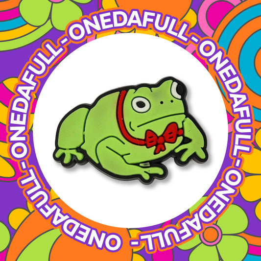 Handsome Frog Toad Wearing Red Bow Tie Clog Charm
