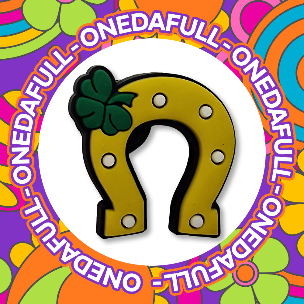 Super Cute Irish Yellow Lucky Horseshoe With Clover Croc Charm