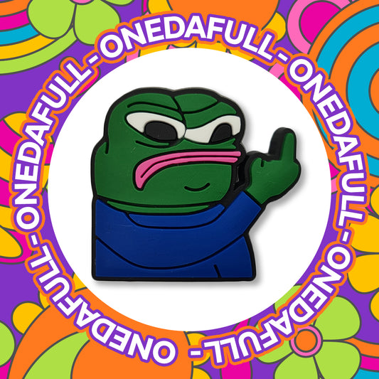Super Funny Grumpy Naughty Sad Fuming Pepe Frog Charm To Fit Crocs/Clogs - Animal Toad - MEME