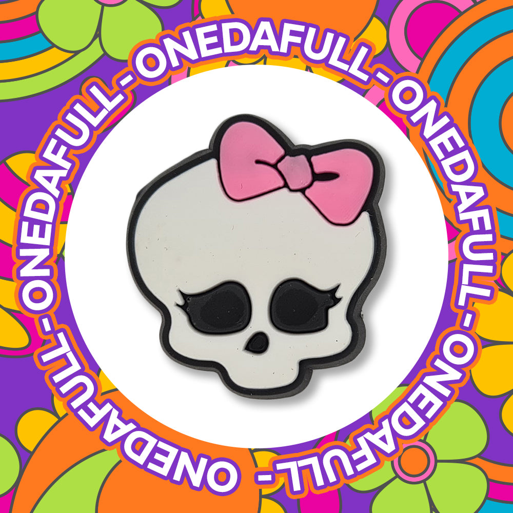 Skull With Pink Bow Skeleton Clog Charm To Fit Crocs
