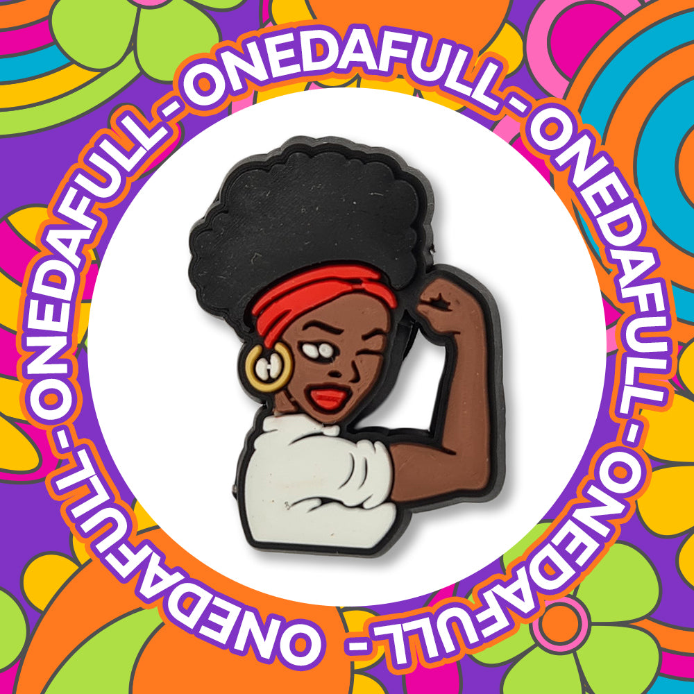 Black Queen Croc Charm: Strong Woman Clog Decoration