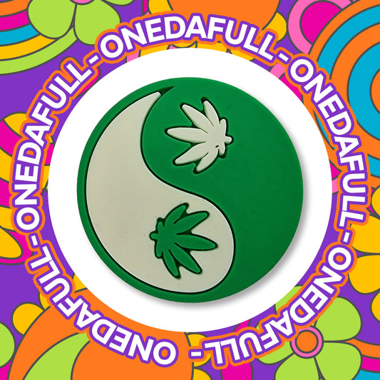 STONER - Yin Yang Peace Baked Leaf Charm To Fit Crocs/Clogs - Smoker - Green - Ganja - Herbal