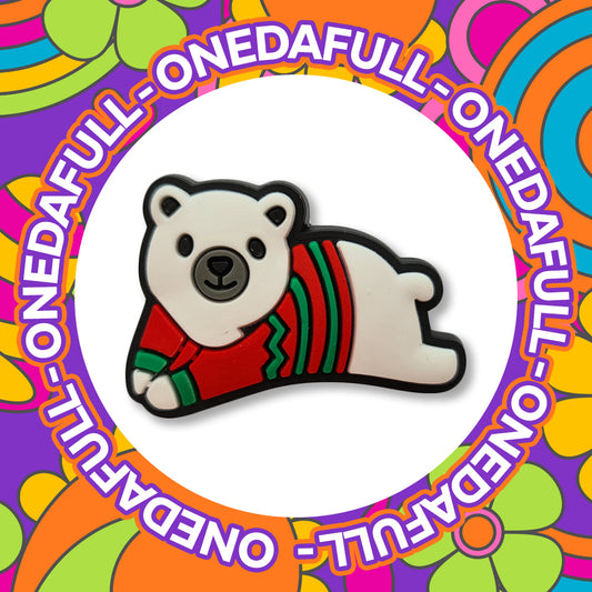 Super Cute Chilling Chunky Baby Polar Bear Wearing A Jumper Croc Charm - Animal