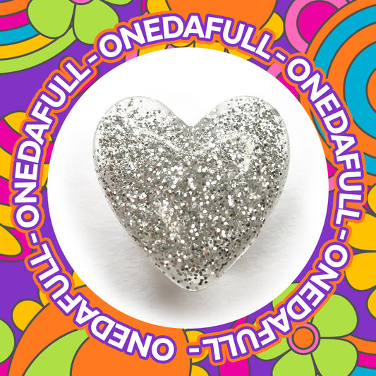 Beautiful Luxury 3d Silver Glitter Love Heart Charm To Fit Crocs/Clogs