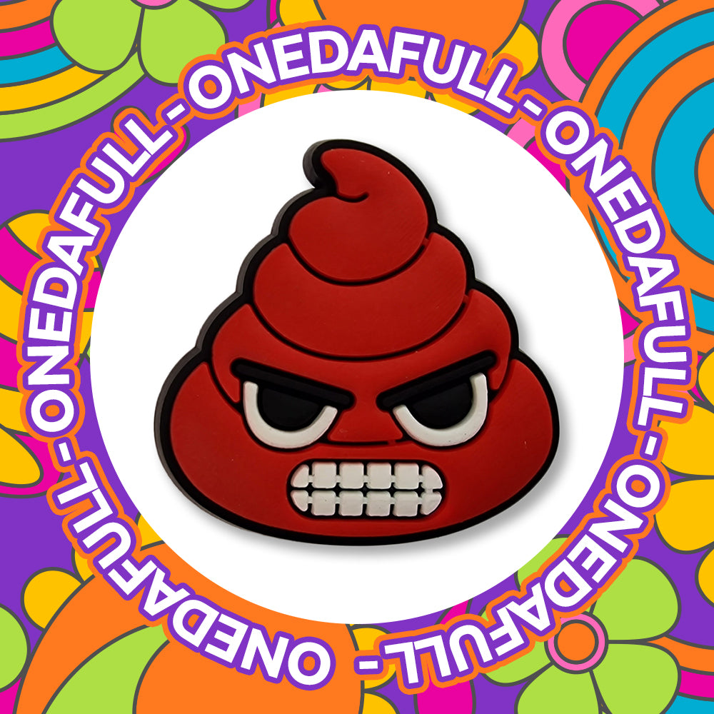Red Funny Angry Poo Turd Toilet Dump Emoji Charm To Fit Crocs/Clogs - Not Cool - Funny - Meme
