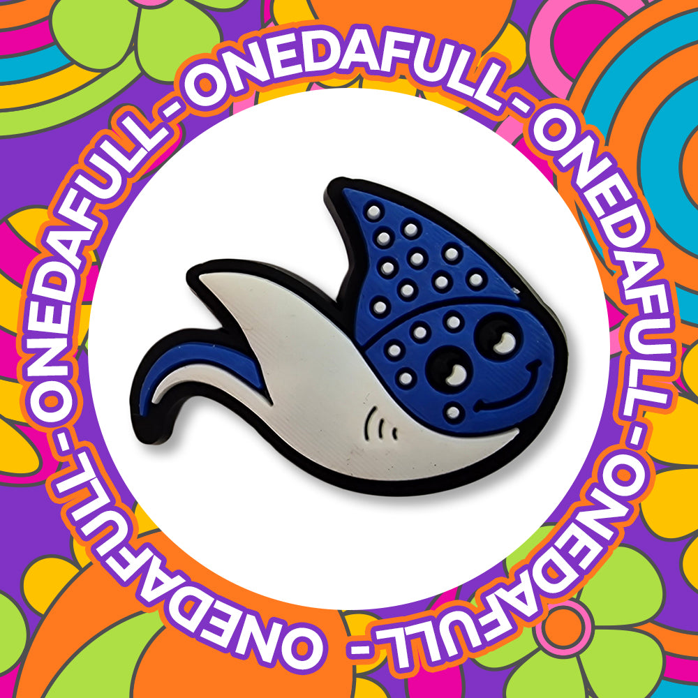Super Cute Chunky Swimming Happy Blue Manta Ray Charm To Fit Crocs/Clogs - Ocean Smiling Fish