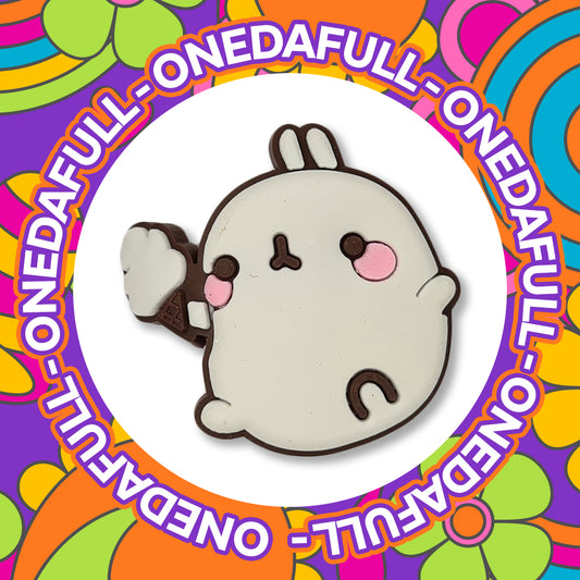 Chunky White Rabbit With An Ice Cream Clog Charm