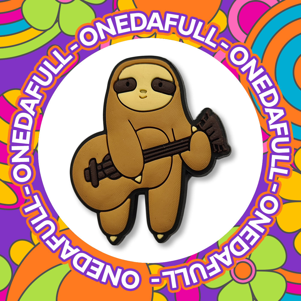 Super Cute Chunky Sloth Playing The Guitar Charm To Fit Crocs/Clogs - Music Animal