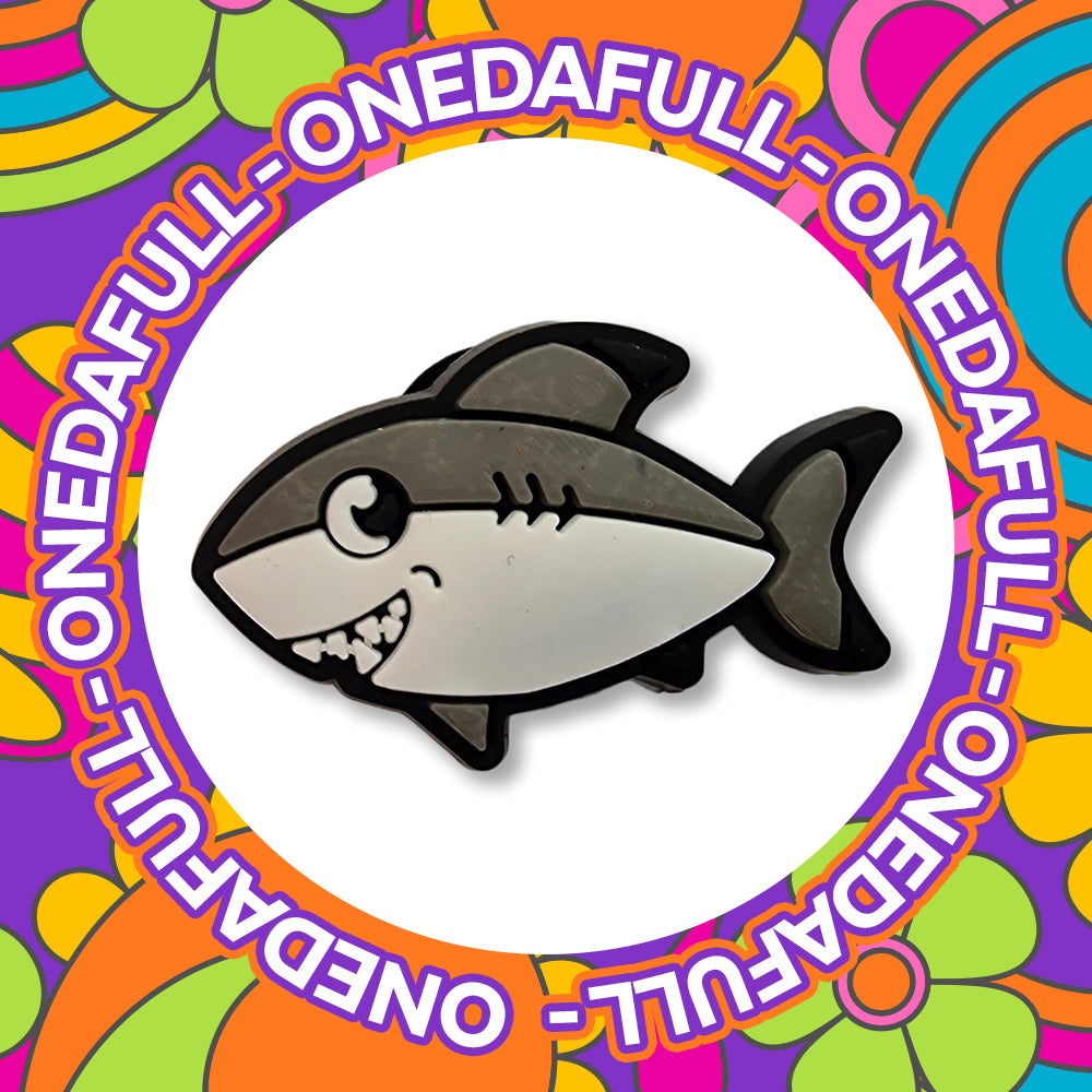 Super Cute Chunky Swimming Happy Grey Shark Charm To Fit Crocs/Clogs - Ocean Smiling Fish