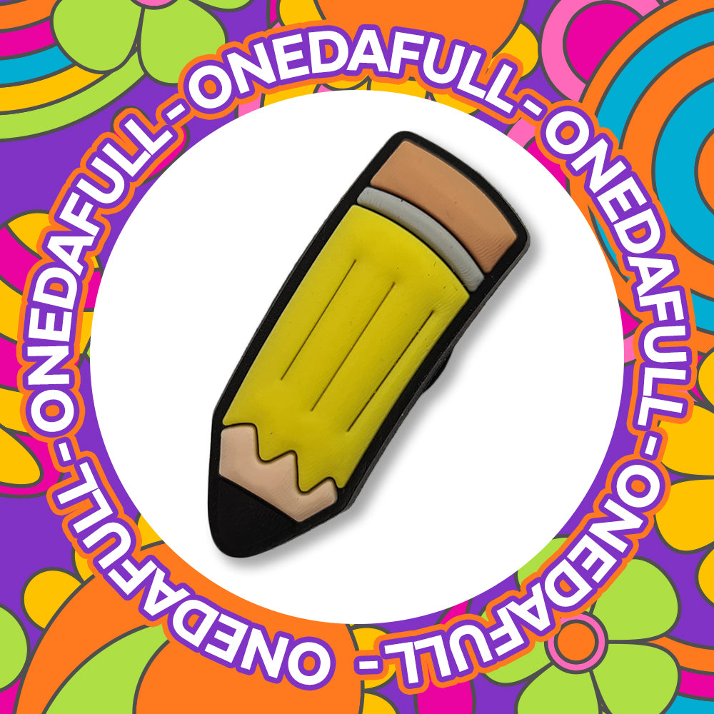 SUPER CUTE Chunky Yellow Pencil Charm To Fit Crocs/Clogs - School Art Drawing