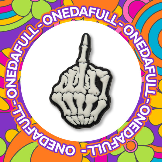 3D Middle Finger Skeleton Hand Croc Charm