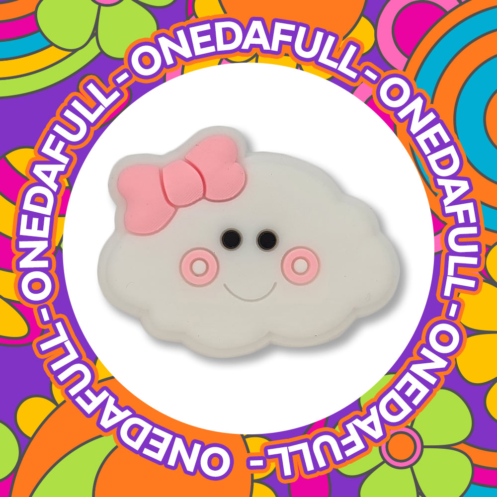 Super Cute Smiling Cloud With Pink Bow Clog Charm To Fit Crocs