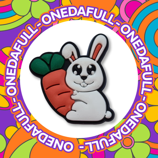 Happy Rabbit Holding A Carrot Charm To Fit Crocs