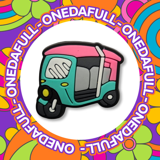 3D Indian Tuk Tuk Croc Charm: Travel Taxi PVC Clog